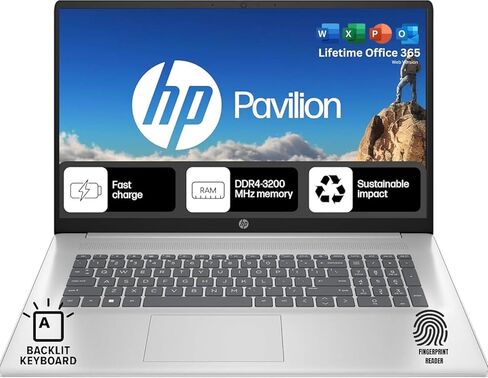 HP 17.3" Laptop, Intel i5-1135G7 Processor, 64GB RAM, 1TB SSD, IPS Full HD Display, HDMI, USB-Type C, Intel Iris Xe Graphics, Windows 11 Home, Silver in Kuwait