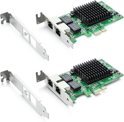 H! Fiber Gigabit Dual NIC مع شريحة Intel 82576 ، بطاقة شبكة 1GB مقارنة بـ Intel E1G42ET NIC ، 2 RJ45 Ports ، PCI Express 2.0 x1 ، بطاقة Ethernet مع ملف تعريف منخفض لنظام التشغيل Windows/Windows ، 2 Pack in Saudi Arabia