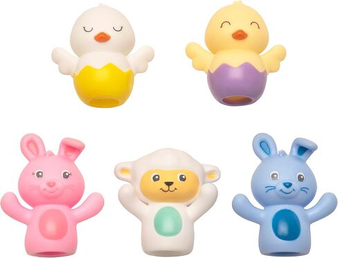 5 Piece Christmas Finger Puppets for Toddlers and Kids, Rudolph The Red-Nosed Reindeer, Santa, Clarice, Hermey, and The Abominable Snowman, Bath Toy, Red in Kuwait
