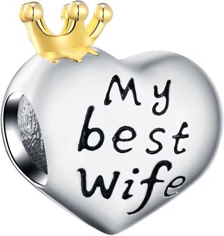 Rose Gold Valentines Day Charms fits European Bracelet, Couple Lovers Charms, My Wife Charm, Heartbeat, Star Crescent Moon Dangle, Knotted Heart Charm in 925 Sterling Silver, Gifts for Boys/Girls in Kuwait