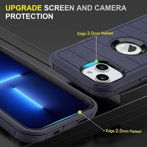 حالة الهاتف لـ iPhone 13 Defender ، حماية شديدة التحمل الكامل للجسم ، 3 طبقات من غطاء الهاتف القوي والمضاد للسيليكون (أسود) in Kuwait