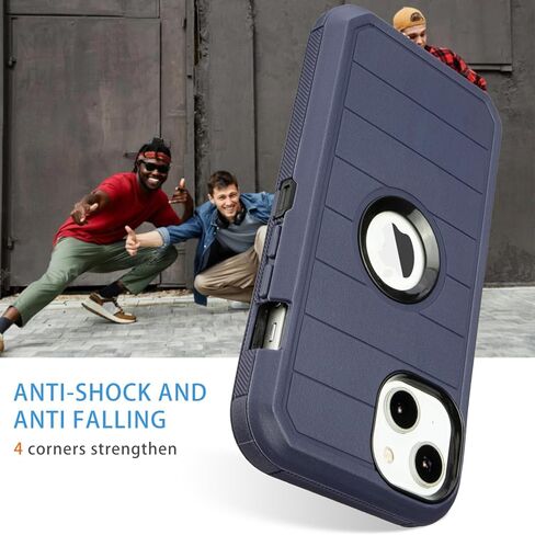 حالة الهاتف لـ iPhone 13 Defender ، حماية شديدة التحمل الكامل للجسم ، 3 طبقات من غطاء الهاتف القوي والمضاد للسيليكون (أسود) in Kuwait