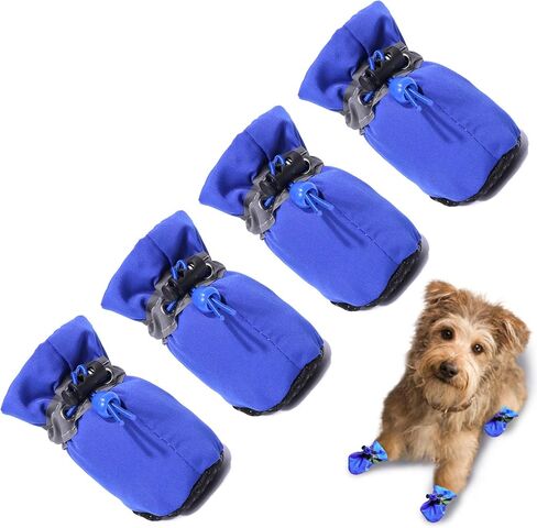 Dog Shoes Dog Boots & Paw Protector, Anti-Slip Sole Winter Dog Booties with Reflective Straps Dog Snow Boots for Small Medium Dogs 4PCS Purple 7 in Saudi Arabia