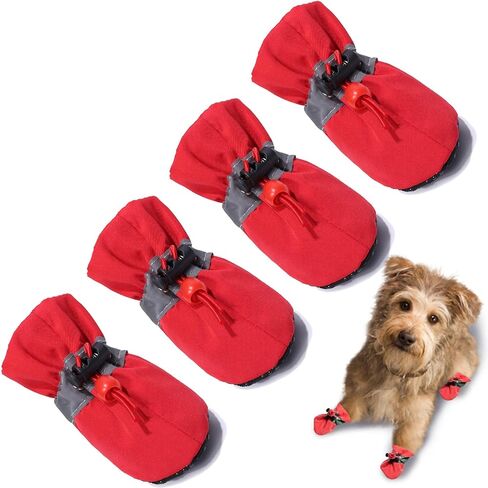 Dog Shoes Dog Boots & Paw Protector, Anti-Slip Sole Winter Dog Booties with Reflective Straps Dog Snow Boots for Small Medium Dogs 4PCS Purple 7 in Saudi Arabia