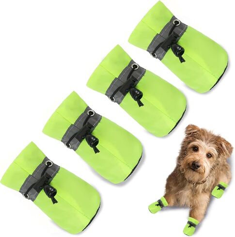 Dog Shoes Dog Boots & Paw Protector, Anti-Slip Sole Winter Dog Booties with Reflective Straps Dog Snow Boots for Small Medium Dogs 4PCS Purple 7 in Saudi Arabia