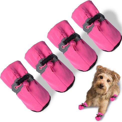 Dog Shoes Dog Boots & Paw Protector, Anti-Slip Sole Winter Dog Booties with Reflective Straps Dog Snow Boots for Small Medium Dogs 4PCS Purple 7 in Saudi Arabia