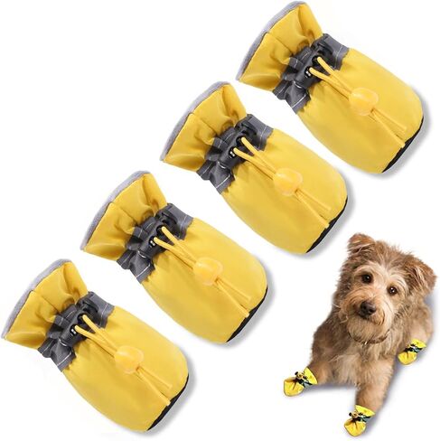 Dog Shoes Dog Boots & Paw Protector, Anti-Slip Sole Winter Dog Booties with Reflective Straps Dog Snow Boots for Small Medium Dogs 4PCS Purple 7 in Saudi Arabia