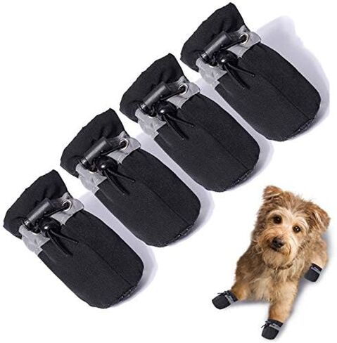 Dog Shoes Dog Boots & Paw Protector, Anti-Slip Sole Winter Dog Booties with Reflective Straps Dog Snow Boots for Small Medium Dogs 4PCS Purple 7 in Saudi Arabia