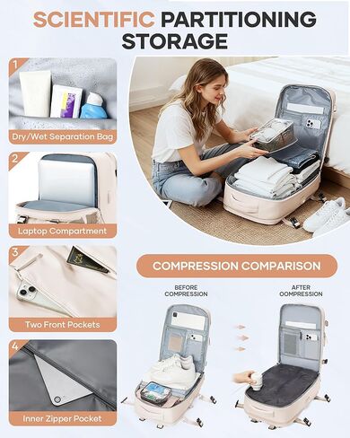 Large Airback Backpack with Vacuum Seal Compression, Waterproof Travel Flight Work Backpack Compression bags Casual Daypack with USB Charging Port, Black in Kuwait