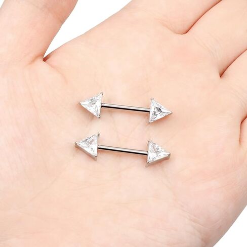 14G ASTM F136 Titanium Nipple Piercing Jewelry Moon CZ Opal Nipple Barbell Jewelry Internally Threaded G23 Solid Nipple Piercing Barbell Ring Jewelry for Women Men 14 Gauge in Kuwait