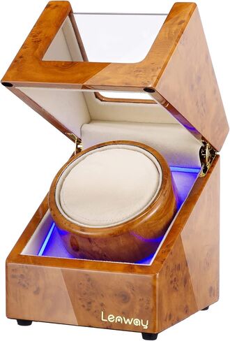 Lenway Watch Winder Super Quiet， Automatic Watch Winder Four Rotation Modes，Battery Operated or Ac，with Led Light，Watch Winder for Rolex， High-End Piano Paint Baking Process Single Watch Winder in Saudi Arabia