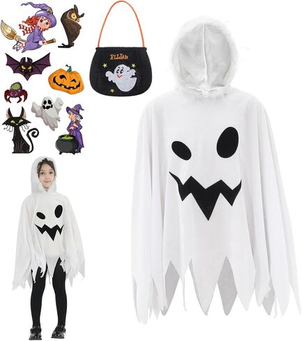 EOZY Cute Girls Halloween Ghost Elf Costume Hooded Cape Cloaks Party Trick or Treat Dress Up in Kuwait