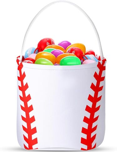 Weewooday 1 PCS Easter Baseball Basket Basket Basket Basket Easter Eggs Hunt Baskets Hights Wildies Bucket Bag Bag مع مقابض للأطفال فتيات الفتيان عيد فصح عيد الفصح الحفلات in Saudi Arabia