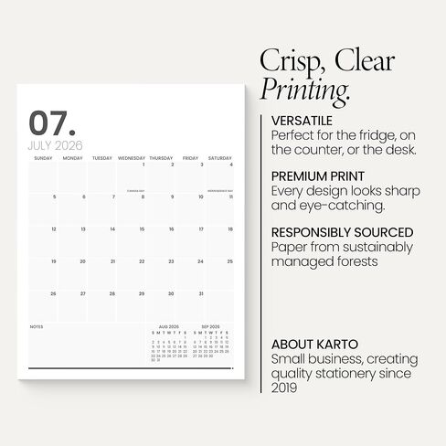 التقويم المغناطيسي Karto للثلاجة 2025 - يعمل الرأسي 8.5x11 بوصة حتى يونيو 2026 - تخطيط متعدد الاستخدامات وسهل مع مغناطيس تقويم الثلاجة الجمالية - الحد الأدنى in Kuwait