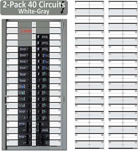 1" Breaker Side 40 Circuits 2 Labels Vinyl Fuse Box Circuit Breaker Panel Directory Labels Stickers Decals for All Electrical Panel/Load Centers Waterproof in Saudi Arabia