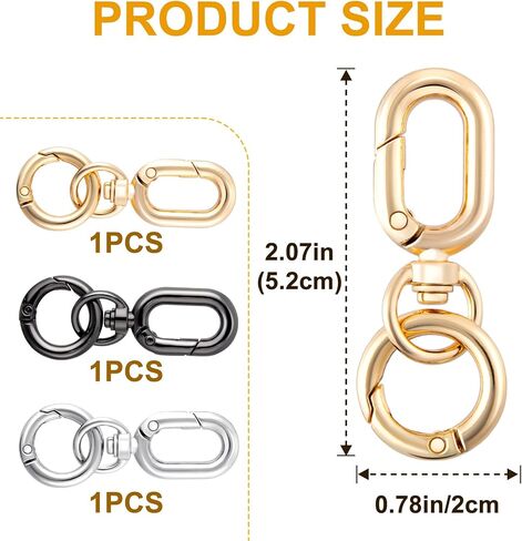 2pcs Double Opening Keychain Clip, Heart Spring Snap Hooks for Lanyards DIY Crafts Making, Zinc Alloy Swivel Keychain Clasp for Camping Hiking Travelling- Gold in Kuwait