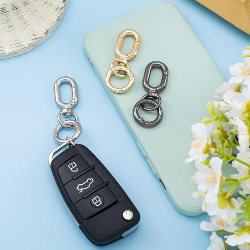 2pcs Double Opening Keychain Clip, Heart Spring Snap Hooks for Lanyards DIY Crafts Making, Zinc Alloy Swivel Keychain Clasp for Camping Hiking Travelling- Gold in Kuwait