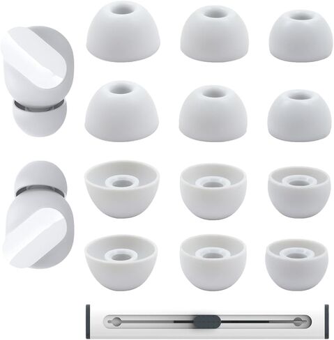 Replacement Silicone Ear Tips for Beats Studio Buds/Fit Pro/Studio Buds+, 6 Pairs Earbuds Eartips L/M/S, Eargels Set with Cleaning Pen, Earplug Ear Cap Replacement-Silver White in Kuwait