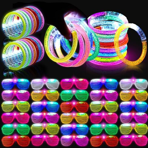 96 Pack Glow in the Dark Party Supplies Include 48 Pcs Light up Glasses and 48 Pcs LED Bracelets, LED Party Favors Neon Flashing Bulk Gifts for Adult Bachelor Carnival Birthday Concerts Wedding in Saudi Arabia