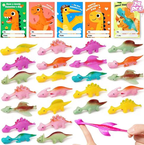 24 PCS Slingshot Dinosaur Finger Toy ، ألعاب الديناصورات المطاطية ، ألعاب الديناصورات للأطفال 3-5 ، حشو بيض عيد الفصح ، جوائز الأطفال Goodie Gift Fillers ， هدايا مضحكة لأعياد الميلاد والحفلات in Kuwait