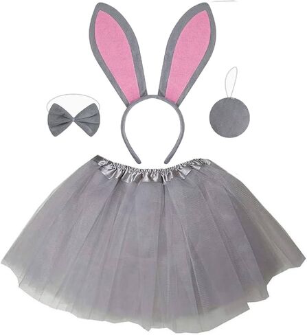 Kirei Sui Kids Pink White Blue Black Gray Animal Bunny Rabbit Ears Headband & Tutu Costume in Kuwait