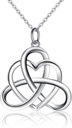 DAOCHONG 925 Sterling Silver Good Luck Irish Triangle Celtic Knot Heart Vintage Pendant Necklace, Box Chain 18" in Kuwait