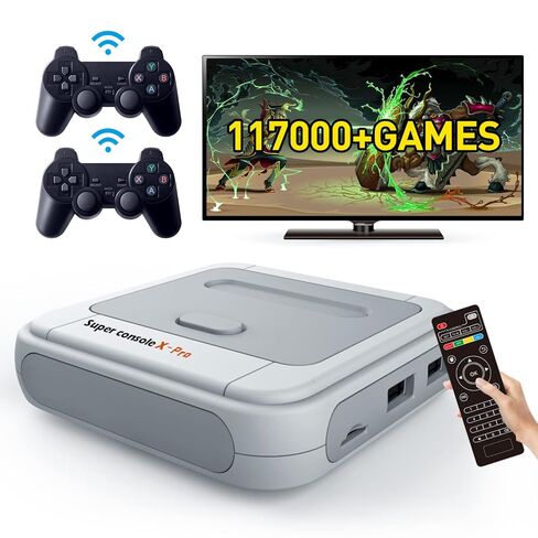 Kinhank 2025 Upgrade Retro Game Console ، Super Console X Pro Emulator Console مع 65000+ لعبة ، 70+ محاكاة ، نظام مزدوج ، تلفزيون 4K ، 5 لاعبين ، LAN/WIFI ، وحدات تحكم دائمة ، أفضل هدايا in Kuwait