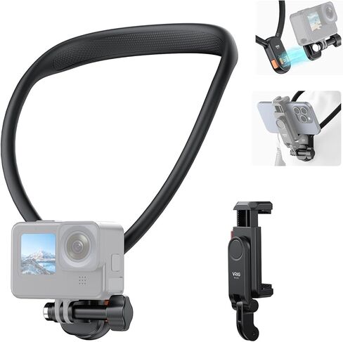 VRIG Claw Mini Necklace Mount Quick Release Magnetic Suction Neck Hanging Silicone Locking Drop-Proof Multi-Angle Adjustment for Fishing, Biking, Snowboarding, Travel, vlogging and More in Kuwait