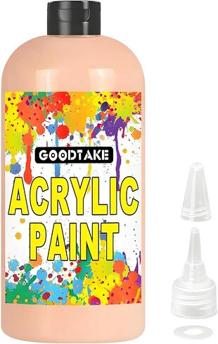 GOODTAKE 12 Colors Acrylic Paint Set with 12 Paint Brushes and Palette - 7 Fl.oz Each Bottle Acrylic Paints - Artists Painting Kit for Canvas Fabric Rock Leather Easter Egg Wood Ceramic Glass in Kuwait