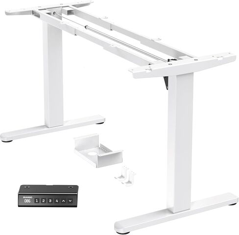 HUANUO Standing Desk Frame with 220lbs Powerful Brushless Motor, Double Crossbeam Structure, Thick Adjustable Desk Legs, for Max 35.4″ x 85.6″ Desktop, for Home Office, Black Frame Only in Saudi Arabia