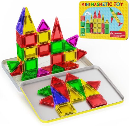 البلاط المغناطيسي ، 46 ٪ من البلاط المغناطيسي Mini Mini مع CASE ، STEM TET TEAYS TEARSIATION TOYS FAR AGE 3+ ، MAGNETILES BUNCHALS BUILDING TOYS FOR in Kuwait