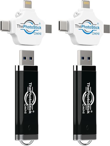 ThePhotoStick® Omni 128GB - Secure Photo & Video Backup and Transfer | Digital File Organization | USB & Multiport Connection for Phones, Tablets and Computers | Portable Memory | External Storage in Kuwait