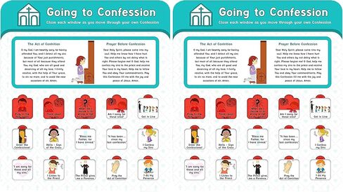 Needzo Going to Confession Window Chart Learning Activity for Catholic Kids, Vacation Bible School, Christian Sunday Church, 8 x 9 Inches in Saudi Arabia