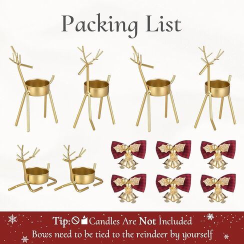 Inweder Christmas Reindeer Tealight Candle Holder：6Pcs Black Reindeer Christmas Decoration for Window Christmas Reindeer Decor for Table Reindeer Votive Candle Holders Christmas Candle Holder Mantel in Kuwait