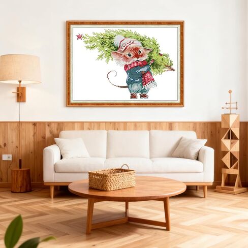 مجموعات غرزة CrossDecor مختومة ، مجموعة كاملة من مجموعات الإبرة عبر المبتدئين للمبتدئين ، فنون مجموعة التطريز والحرف اليدوية للهدايا ديكور الجدران المنزلية-شجرة عيد الميلاد المنزل 33 × 25 سم in Kuwait