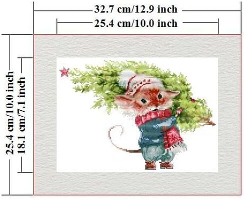 مجموعات غرزة CrossDecor مختومة ، مجموعة كاملة من مجموعات الإبرة عبر المبتدئين للمبتدئين ، فنون مجموعة التطريز والحرف اليدوية للهدايا ديكور الجدران المنزلية-شجرة عيد الميلاد المنزل 33 × 25 سم in Kuwait