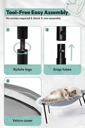 سرير أرجوحة كبير للقطط للقطط المتوسطة، أرجوحة ناعمة مرتفعة للحيوانات الأليفة للكلاب والقطط، سرير للقطط المرتفعة يتوهج في الظلام للقطط الداخلية in Kuwait