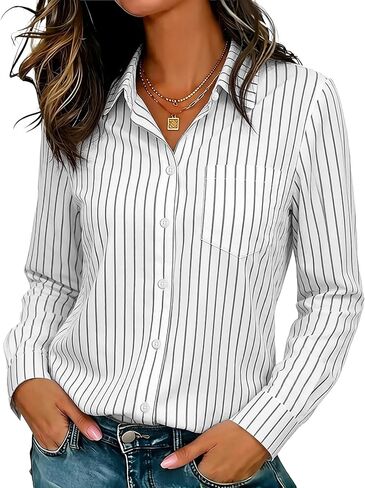 COUXILY Soft Wrinkle-Free Button Down Stretch Shirts for Women, Breathable Moisture-Wicking Casual Work Dress Tops in Kuwait