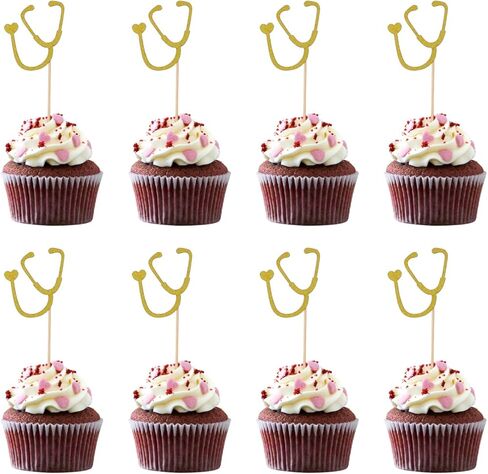 AmoSfun 24 PCS Cupcake Toppers Purse Cupcake تختار لتخرج الممرضة الطبية الممرضة ذات الطابع الأول لزخارف الكعك in Saudi Arabia