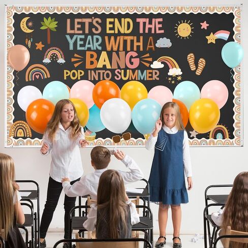 Pasimy End of Year Severy Boardin Board Summer Classroom Bulletin Board Decoration With 24 Balloons Summer Beach Attouts for Taguation Party Last Decord School Classroom Decor (Ocean) in Saudi Arabia