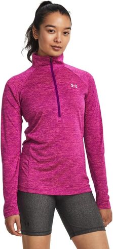 Under Armour Women's Standard Tech Twist ½ Zip Long-Sleeve Pullover, (573) Mystic Magenta/Rebel Pink/Metallic Silver, Medium in Saudi Arabia