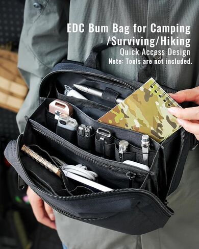 حقيبة SAYRAM SS1 EDC Sling ، حقيبة ظهر CANVAS EDC Sling ، حزمة Crossbody للرجال السفر على الظهر الكتف EDC (Canvas-Tan) in Kuwait