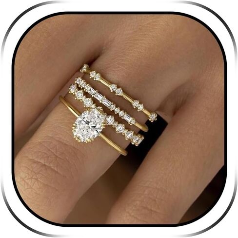 Gold Rings for Women No Tarnish Cubic Zirconia Stackable Rings Dainty Gold Engagement Band Rings Thumb Knuckle Rings Set for Wedding Jewelry Gifts in Kuwait
