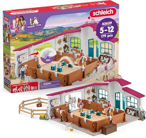 Schleich Horse Club Peppertree Riding Arena 179 قطعة من Playset مع مجموعة مستقرة لركوب الخيل ، واثنين من الخيول ، و 3 تماثيل راكب الخيول ولعب الخيول للفتيات والفتيان الذين تتراوح أعمارهم بين 5 سنوات ، 42639 in Saudi Arabia