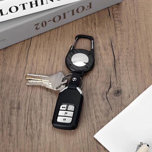 AirTag Holder with Car Keychain - Premium Leather & Carbon Fiber Case with Secure Locking Carabiner | Compatible with Apple AirTag for Keys, Luggage, Backpacks, Pets & Travel in Kuwait