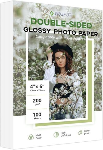 Double Sided Glossy Photo Paper 8.5x11, Goefun 200 GSM/54 LB Inkjet Printer Paper for Dye Ink for Calendars, Menus, Chip Bags and Crafting，100 Sheets in Saudi Arabia