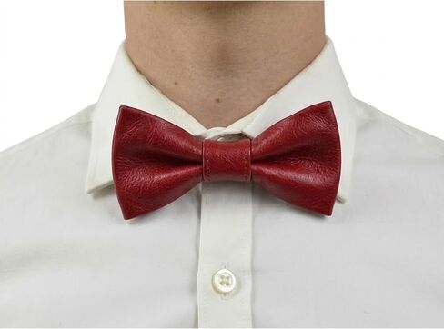 Handmade Genuine Lamb Leather Mens Bowtie Bow Tie For Men- Skinny Solid Casual Business Wear Narrow Leather Slim Bow Tie- Bowties for Party Wedding Gift in Kuwait