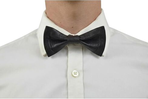 Handmade Genuine Lamb Leather Mens Bowtie Bow Tie For Men- Skinny Solid Casual Business Wear Narrow Leather Slim Bow Tie- Bowties for Party Wedding Gift in Kuwait