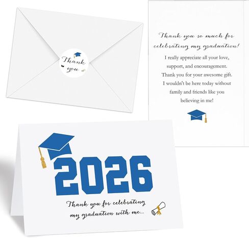 50 Sets 2025 Graduation Thank You Cards with Envelopes and Stickers 2025 Graduation Thank You Notes College Greeting Card for Guest Family Teacher Classmate(Red) in Kuwait