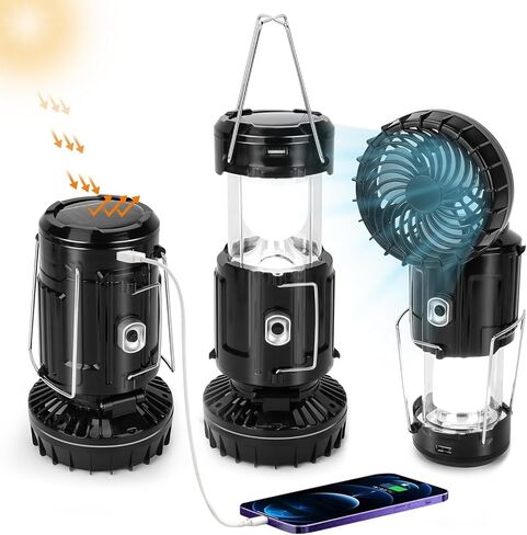 2024 Upgrade Portable Lantern Rechargeable Fan - Collapsible Lightweight LED Camping Lantern for Power Outages Solar Flashlight Survival Kits for Indoor Outdoor Tent Home Emergency Essentials Hiking in Saudi Arabia